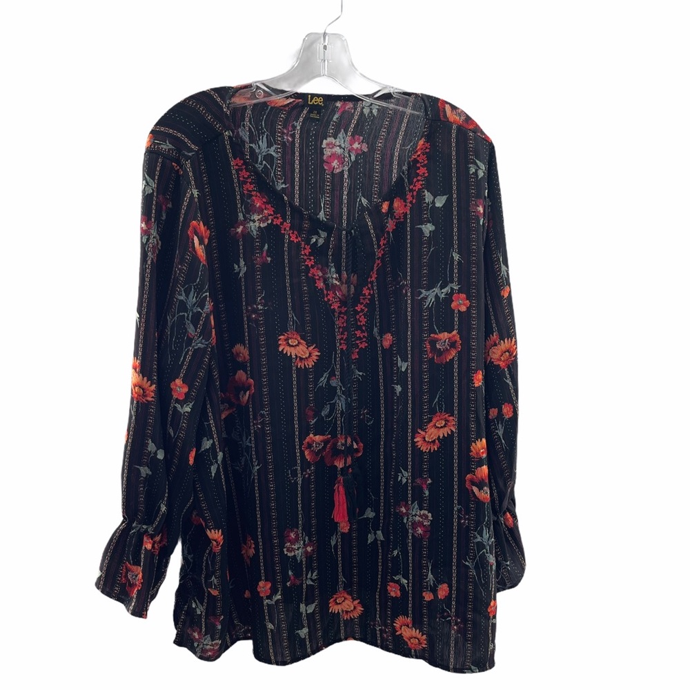 Lee Floral Print Statement Sleeves Blouse Size 2X